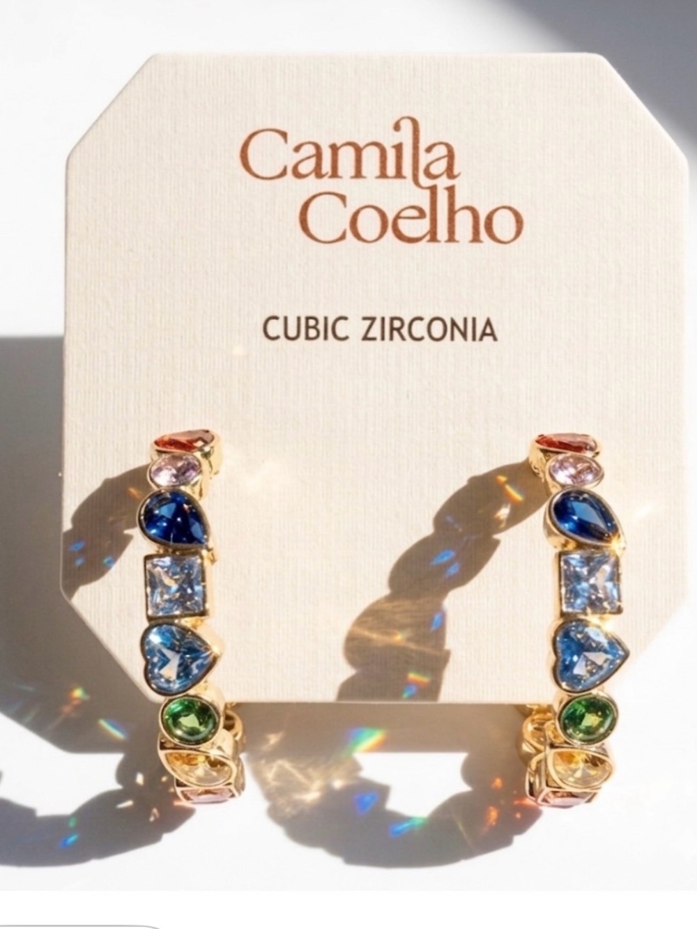 NWT ⚜️💙⚜️ Camila Coelho Multicolor Cubic Zirconia Hoop Earrings